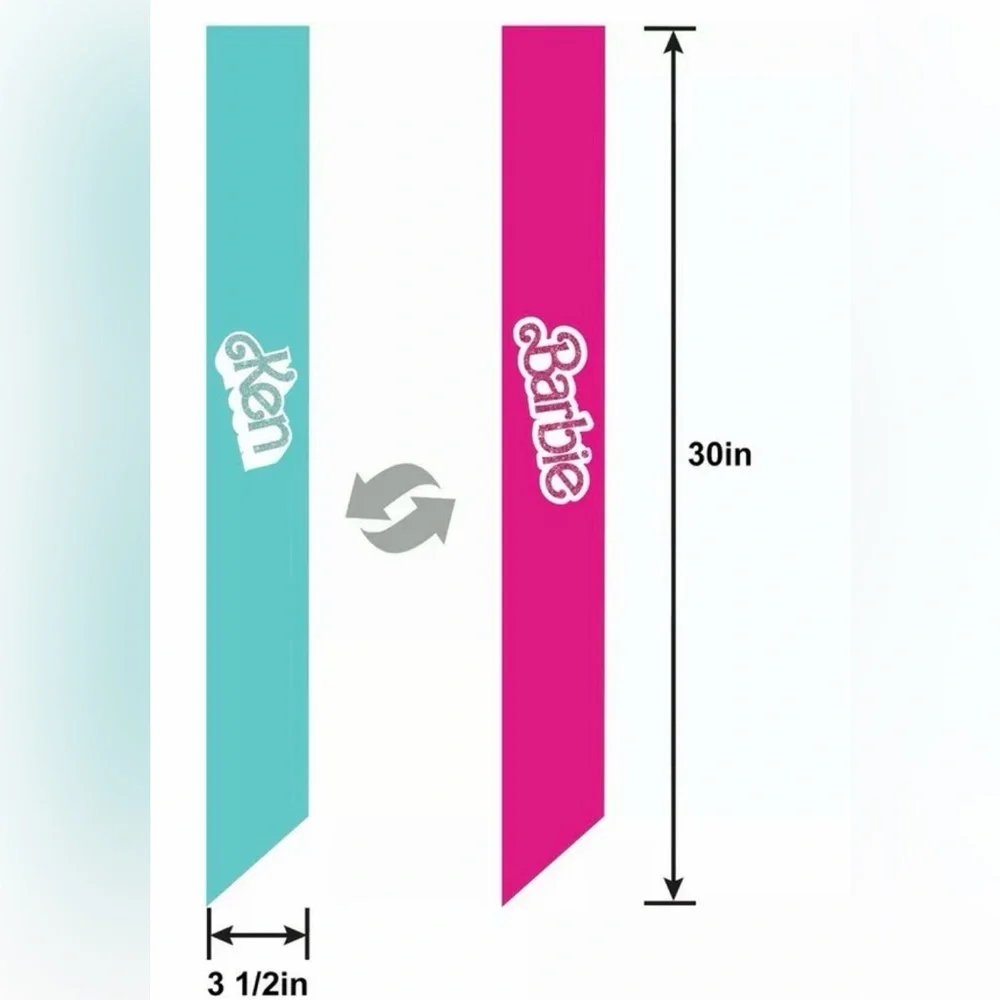 Barbie | Reversible Barbie Ken Pink Blue Celebration Sash | 60in - Picture 7 of 7